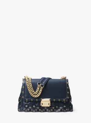 Sloan Small Floral Scalloped Leather Shoulder Bag