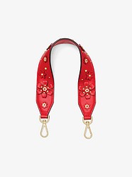 Floral Embellished Leather Mini Shoulder Strap - BRIGHT RED - 30T8GXGN5Y