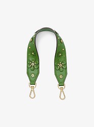 Floral Embellished Leather Mini Shoulder Strap - TRUE GREEN - 30T8GXGN5Y