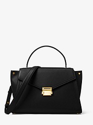 Whitney Large Leather Satchel - BLACK - 30T8GXIS3L