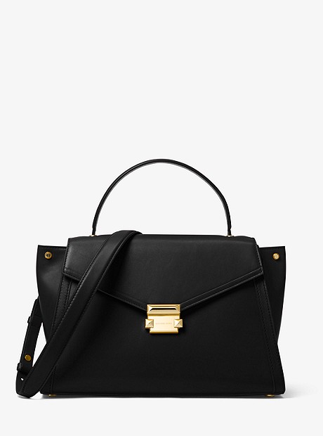 Whitney Large Leather Satchel - BLACK - 30T8GXIS3L