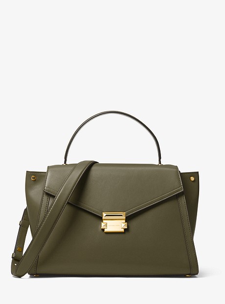 Whitney Large Leather Satchel - OLIVE - 30T8GXIS3L