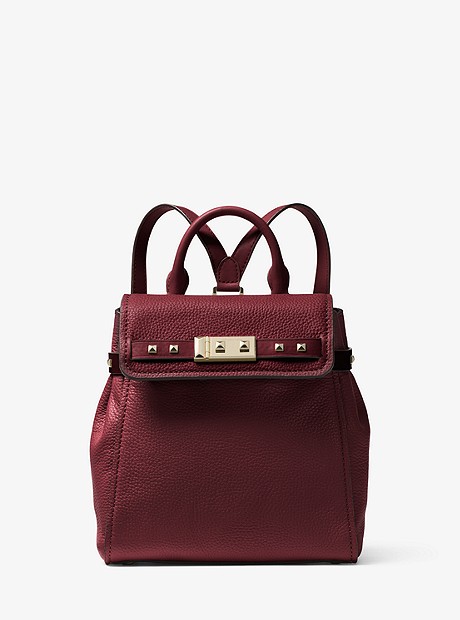 Addison Small Pebbled Leather Backpack - OXBLOOD - 30T8GZFB1L