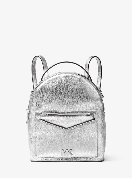 Jessa Small Metallic Pebbled Leather Convertible Backpack - SILVER - 30T8MEVB5M