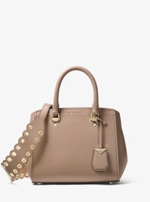 Michael Kors Ava Medium Scalloped Leather Satchel- Truffle