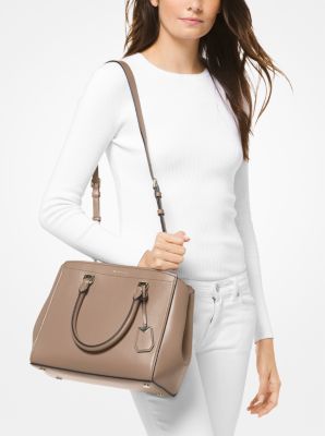 Benning large leather and logo satchel new arrivals