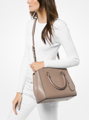 Benning Large Scalloped Leather Satchel | Michael Kors