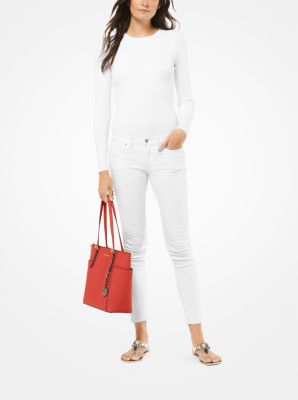 MICHAEL Michael Kors Jet Set Large Saffiano Leather Top-Zip Tote Bag  (Coral): : Fashion