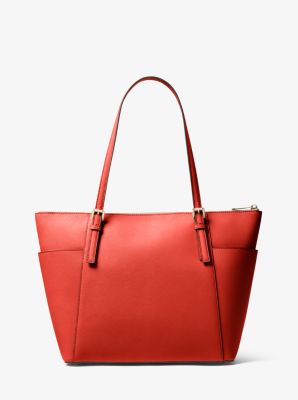 Michael Kors Jet Set Small Crossbody Saffiano Leather Bag Coral