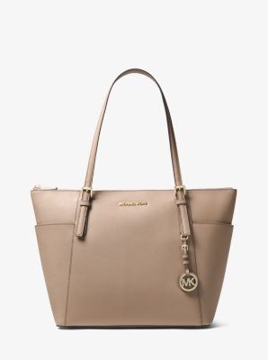 Saffiano Leather Top-Zip Tote Bag 
