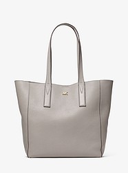 Junie Large Pebbled Leather Tote - PEARL GREY - 30T8TX5T3L