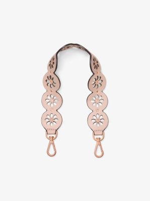 Floral Perforated Leather Mini Shoulder Strap