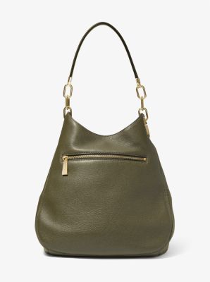 Lillie Large Pebbled Leather Shoulder Bag in OLIVE | Michael Kors