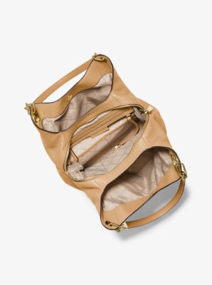 Lillie Large Pebbled Leather Shoulder Bag in PALE PEANUT | Michael Kors