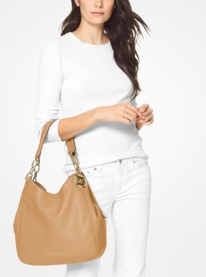 Lillie Large Pebbled Leather Shoulder Bag in PALE PEANUT | Michael Kors