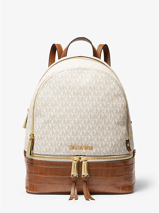Rhea Medium Logo and Leather Backpack image number 0