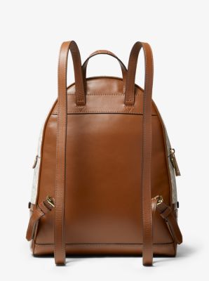 Rhea Medium Logo and Leather Backpack Michael Kors