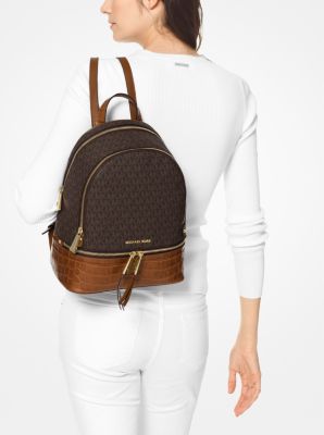 michael kors rhea medium logo tape backpack