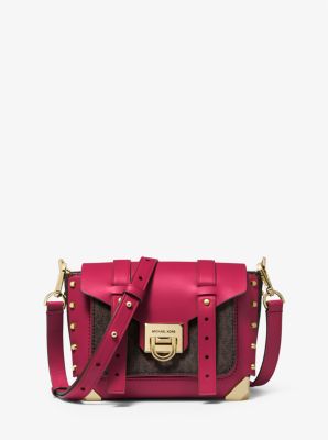Manhattan Small Leather and Logo Crossbody Bag | Michael Kors