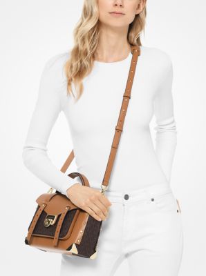 Manhattan Medium Leather and Logo Satchel | Michael Kors