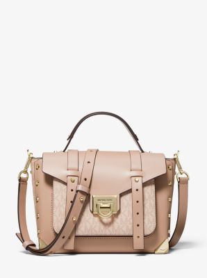 Sacoche Manhattan de taille moyenne en cuir avec logo Michael Kors