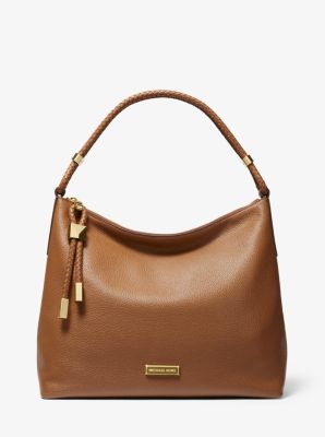 michael kors brown leather hobo bag