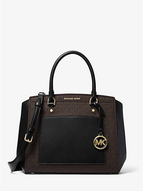 Park Large Logo and Leather Satchel image number 0