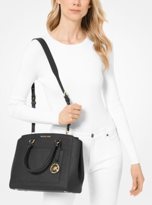 Buy the Michael Kors Cindy Dome Satchel & Saffiano Convertible Tote Bag