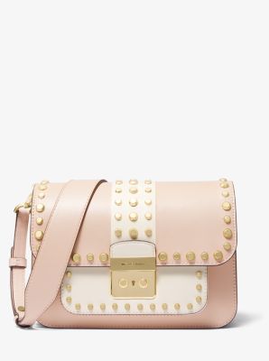 Sloan Editor Studded Two Tone Leather Shoulder Bag Michael Kors