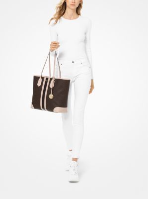 eva large logo stripe tote bag