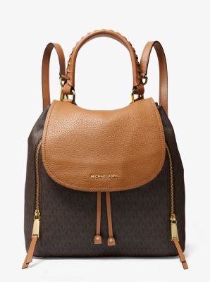 Viv Large Logo and Leather Backpack 