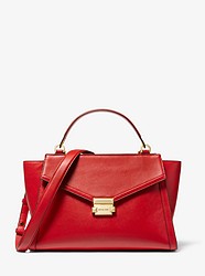 Whitney Large Leather Top-Zip Satchel - BRIGHT RED - 30T9GWHS9L