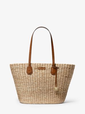 michael kors malibu woven straw tote