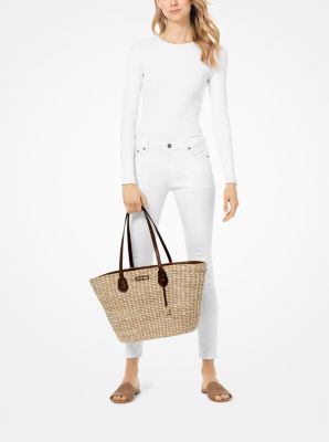 Michael kors straw tote sale