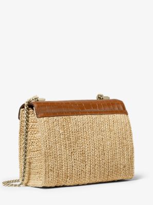 Whitney large raffia and hotsell leather convertible shoulder bag