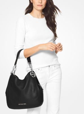 michael kors black leather shoulder bag