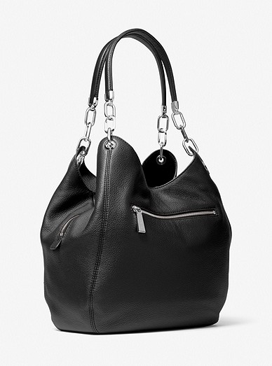 Michael Kors Women's Lillie Large Pebbled Leather Shoulder Bag - Black 