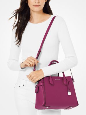 Michael kors mercer medium deals pebbled leather belted satchel