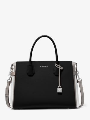 Michael kors mercer large best sale pebbled leather belted satchel