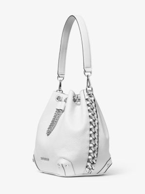 alanis medium pebbled leather bucket bag