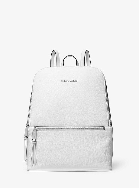 Toby Medium Pebbled Leather Backpack - OPTIC WHITE - 30T9SOYB2L