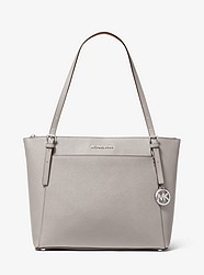 Voyager Large Saffiano Leather Top-Zip Tote Bag - PEARL GREY - 30T9SV6T9L