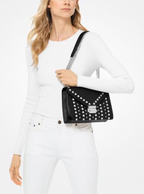 Whitney Large Studded Leather Convertible Shoulder Bag