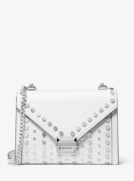 Whitney Large Studded Leather Convertible Shoulder Bag - OPTIC WHITE - 30T9SWHL9L
