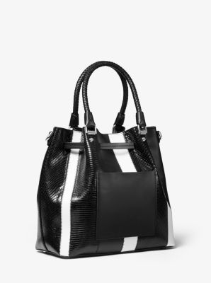 Blakely Medium Striped Leather Bucket Bag image number 2