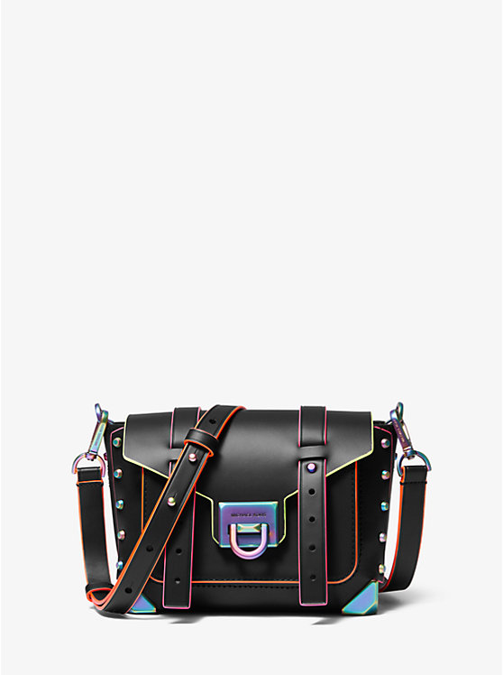 Manhattan Small Contrast-Trim Leather Crossbody Bag image number 0