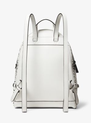 Michael Kors Rhea Medium Pebbled Leather Backpack - Black / Optic White