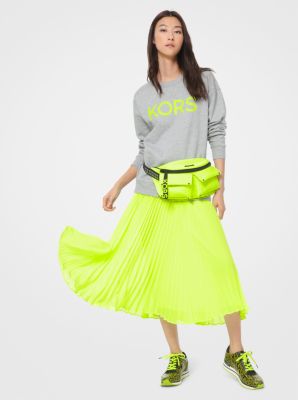 Olivia Large Studded Neon Satin Messenger Bag image number 3