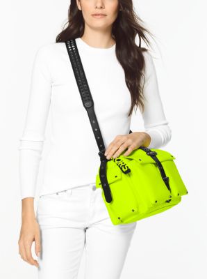 Olivia Large Studded Neon Satin Messenger Bag image number 4