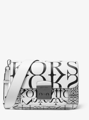 Sloan Editor Newsprint Logo Leather Shoulder Bag Michael Kors Canada